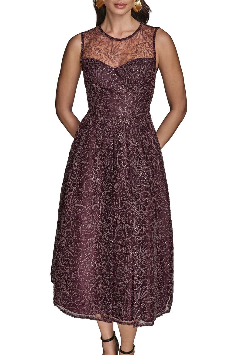 Sleeveless Sequin Cocktail Dress, Alternate, color, PRUNE