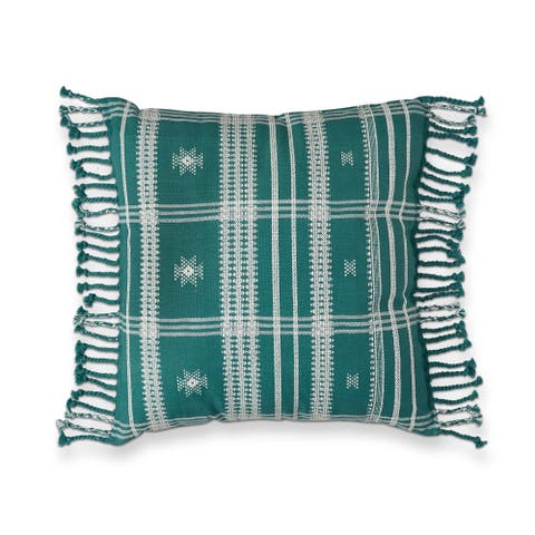 Peak Pillow Spruce Green Cotton Throw Pillow for Summer Decor