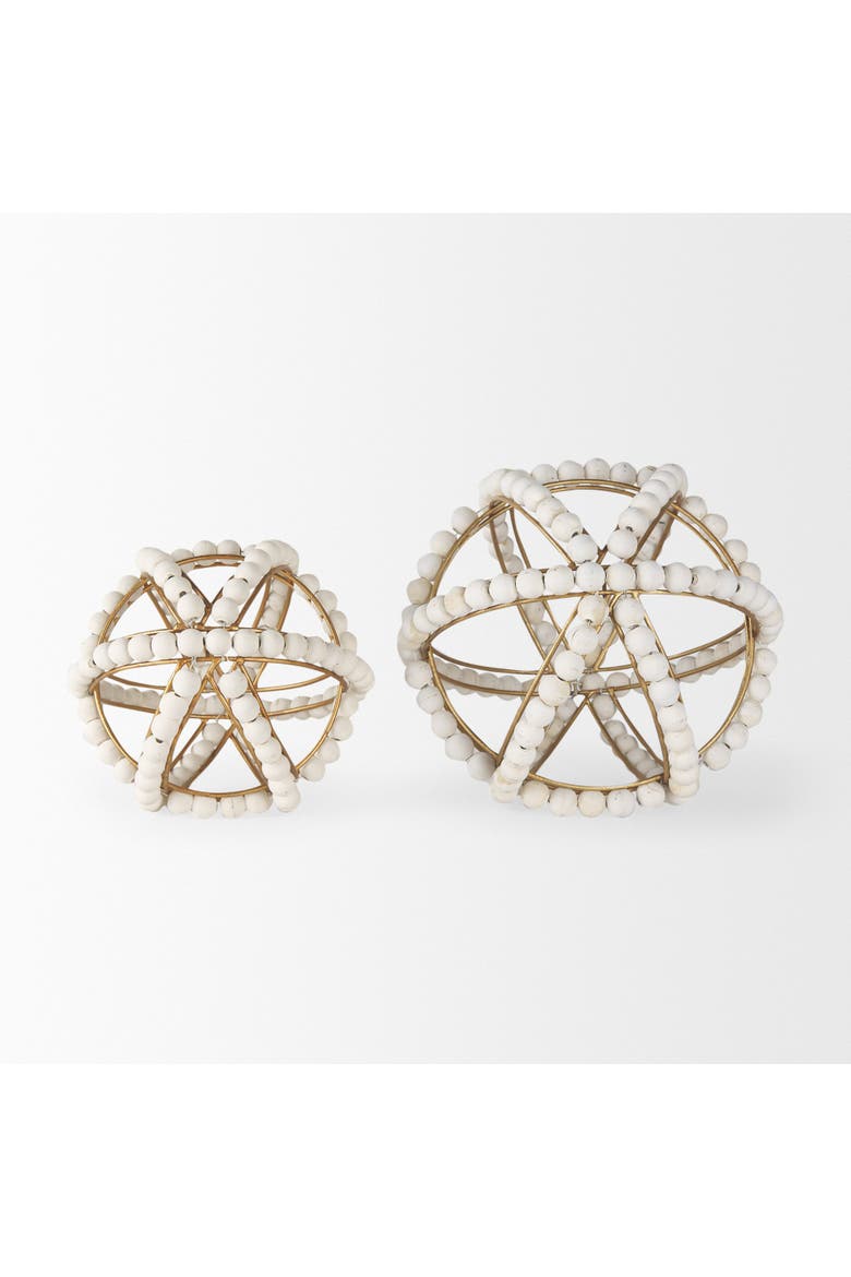 Espanlade I Wooden Beaded Orb, Alternate, color, White