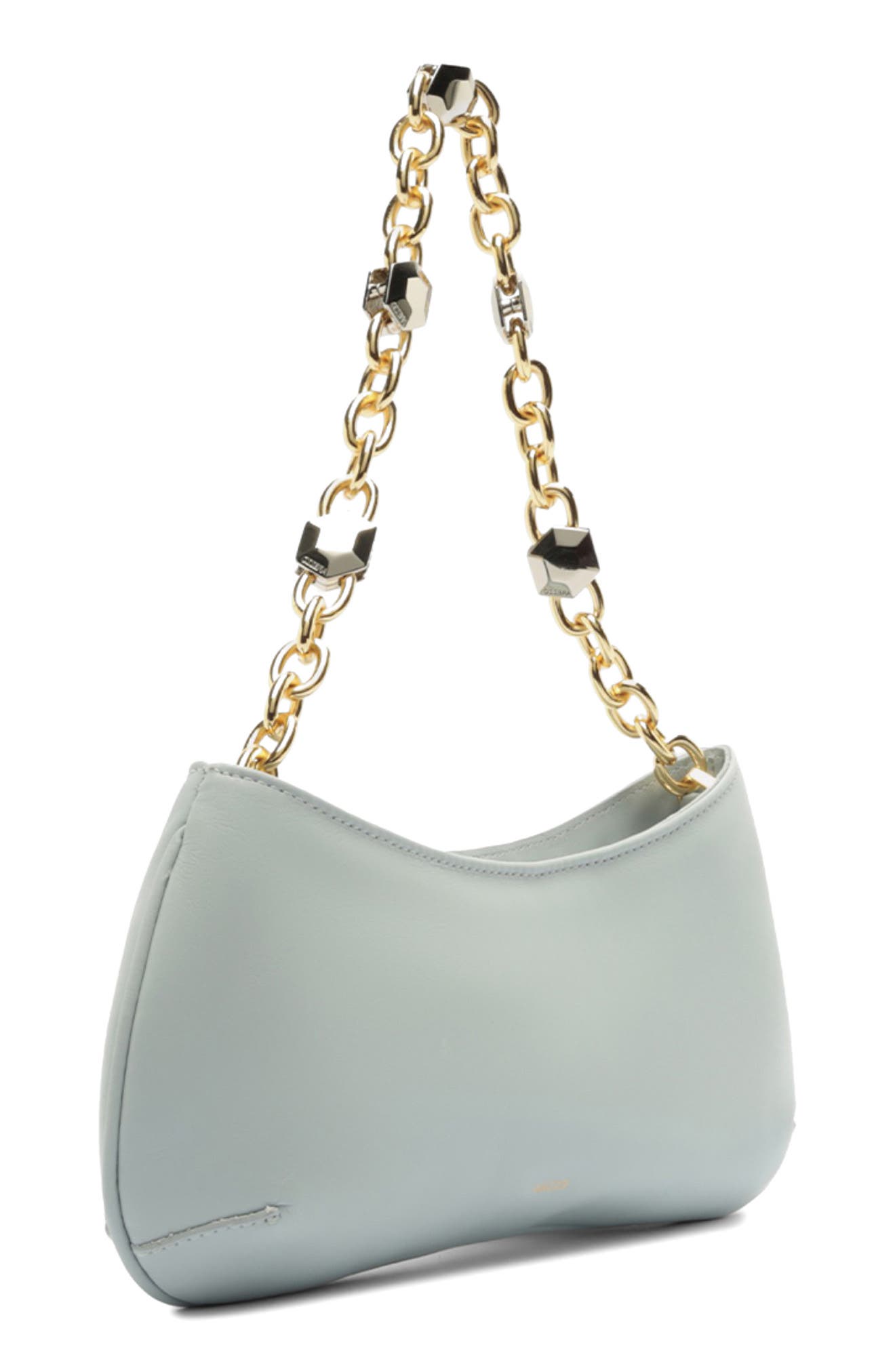 Arezzo Small Luna Baguette Leather Shoulder Bag, Alternate, color, Glacier Blue