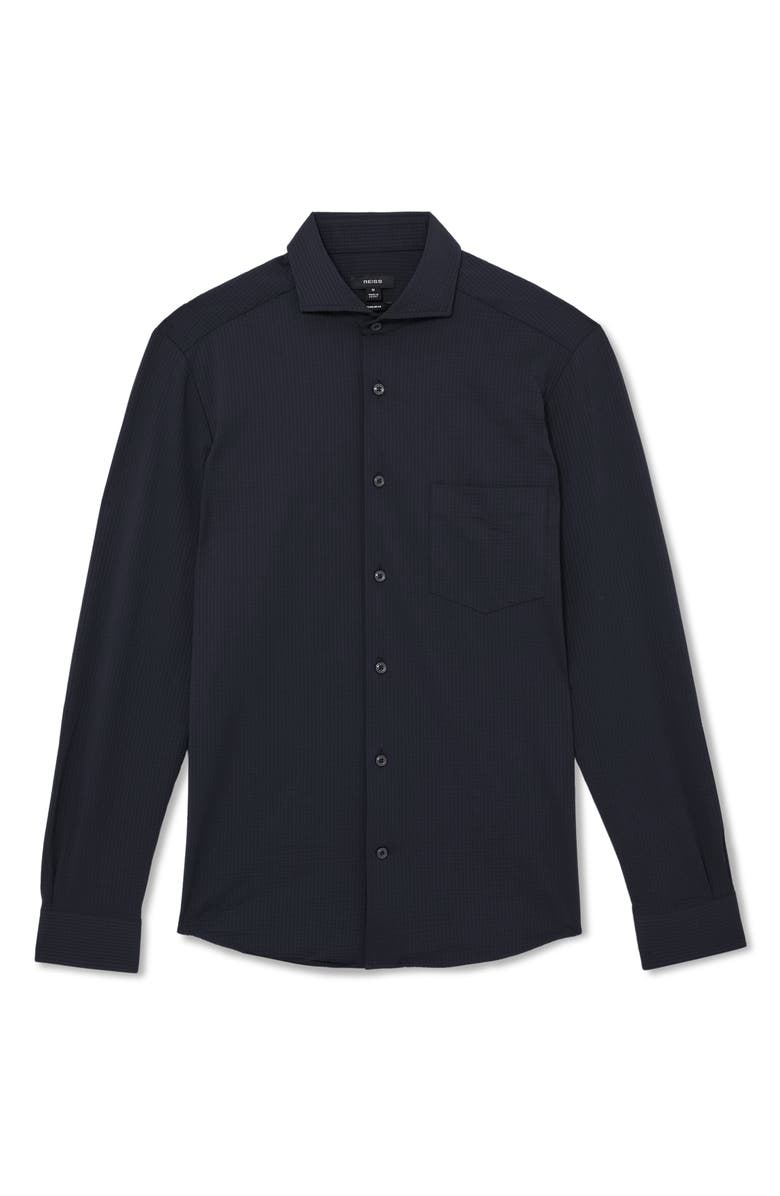Reiss Solarko Seersucker Button-Up Shirt, Alternate, color, Navy