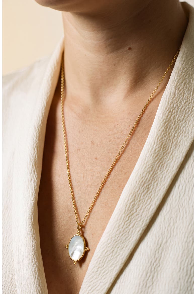 Mother of Pearl Oval Pendant Necklace, Alternate, color, GOLD