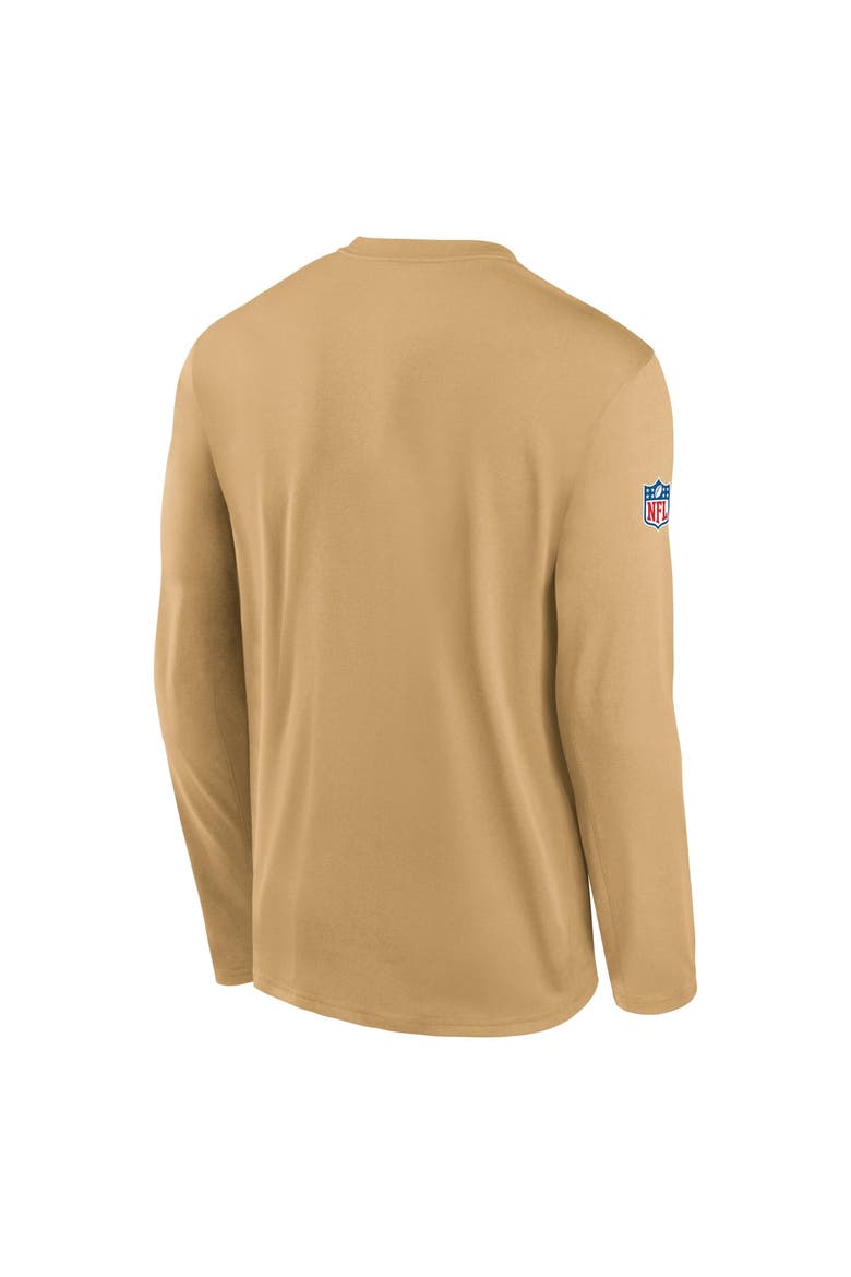 Men's Nike Gold San Francisco 49ers Sideline Small Logo Legend Dri-FIT Long Sleeve T-Shirt, Alternate, color, Gold
