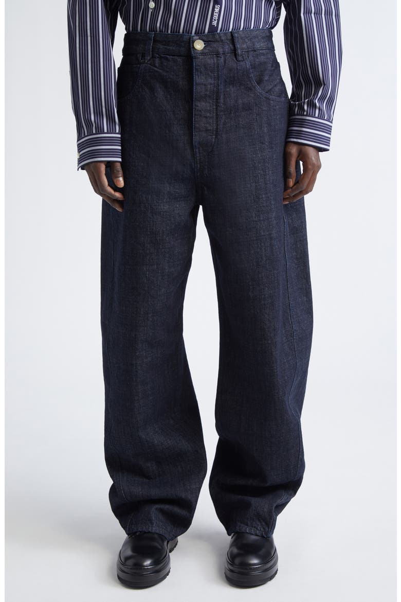 Le de-Nîmes Miranda Twisted Wide Leg Jeans, Main, color, DARK NAVY