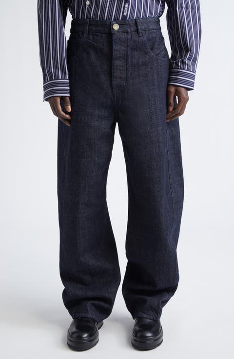 Le de-Nîmes Miranda Twisted Wide Leg Jeans (Dark Navy)