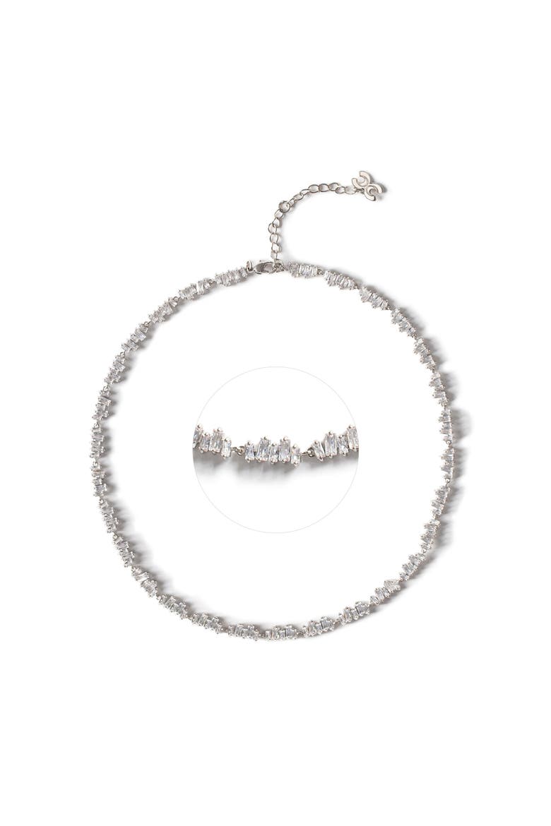 T Shape Zirconia Tennis Choker Necklace, Main, color, Gold