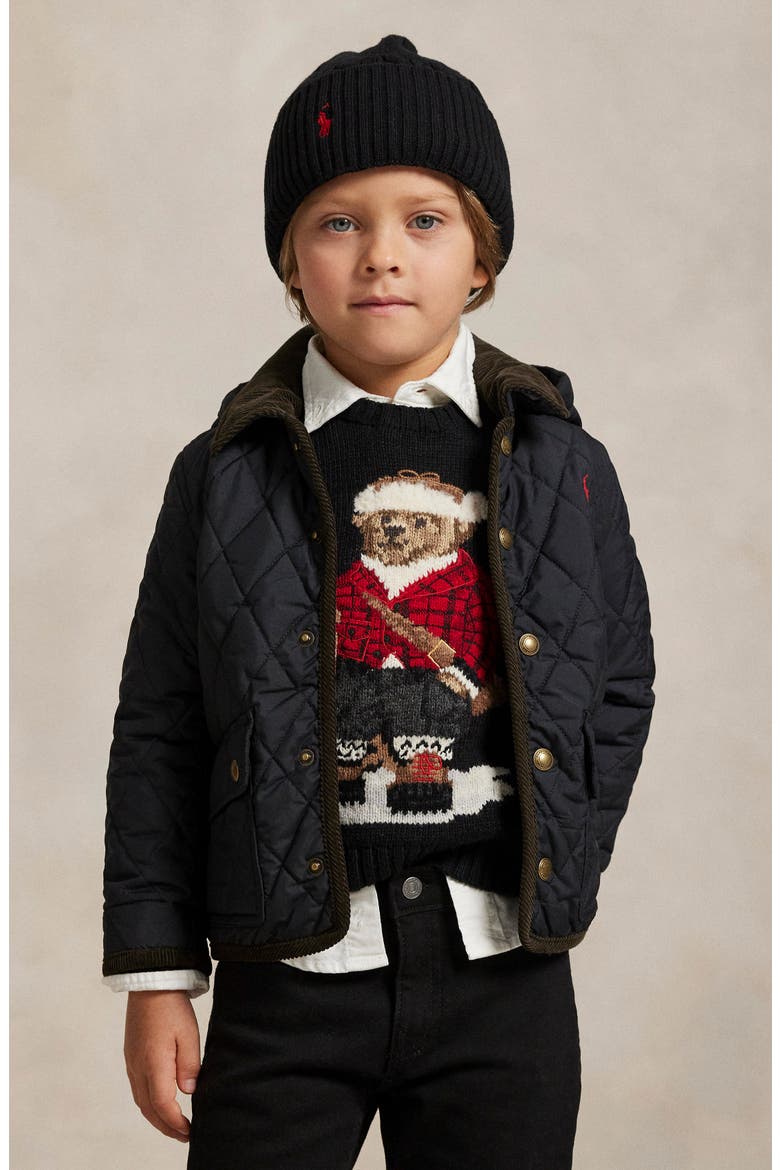 Kids' Quilted Barn Jacket, Alternate, color, POLO BLACK