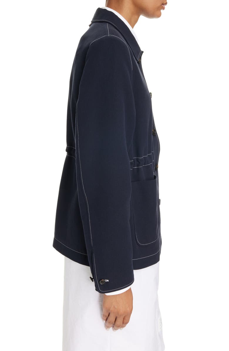 Thom Browne Patch Pocket Cotton Blend Hopsack Jacket, Alternate, color,