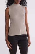 Halogen® Mock Neck Sleeveless Rib Top