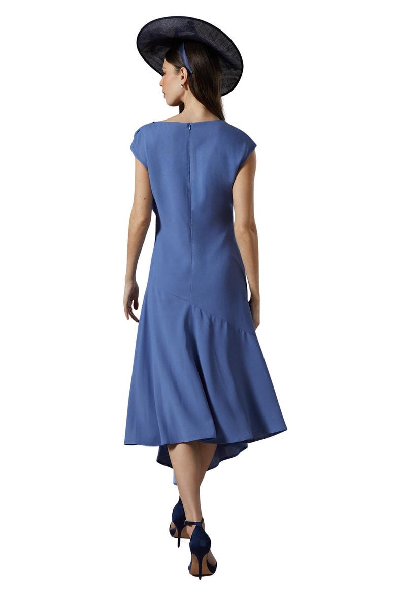 Drape Side Cap Sleeve Midi Dress, Alternate, color, Grey Blue