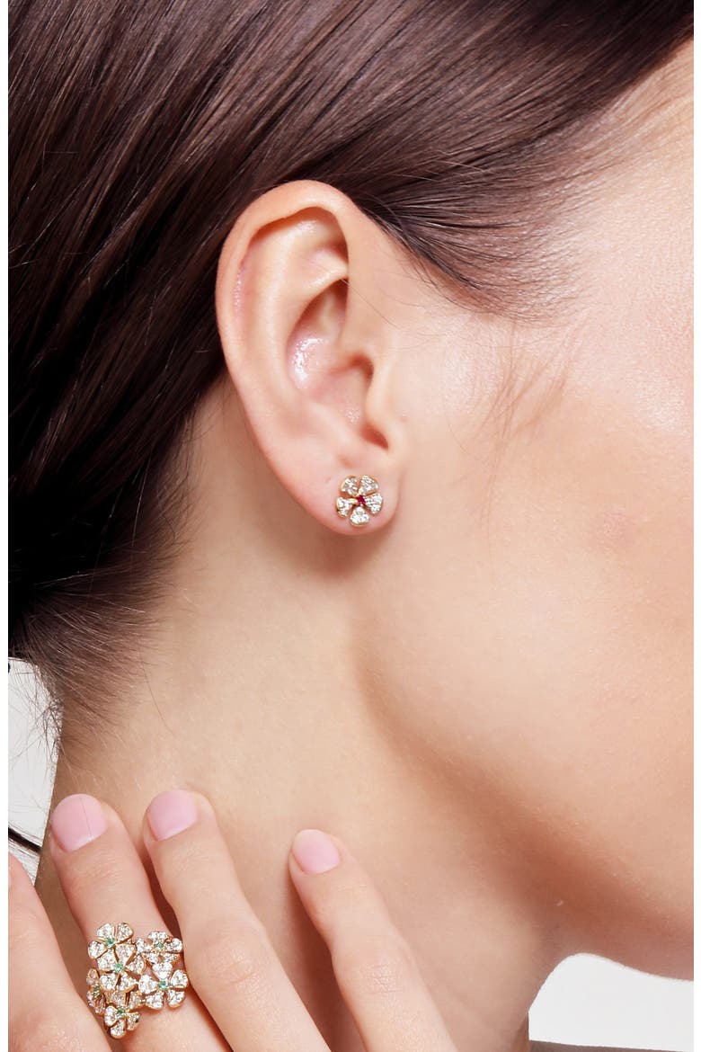 Flower Studs, Alternate, color, Ruby