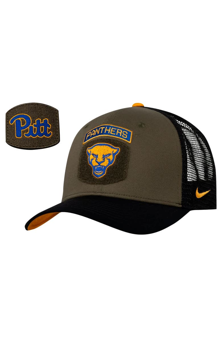 Nike Men's Nike Olive/Black Pitt Panthers Military Appreciation Trucker Adjustable Hat, Alternate, color,