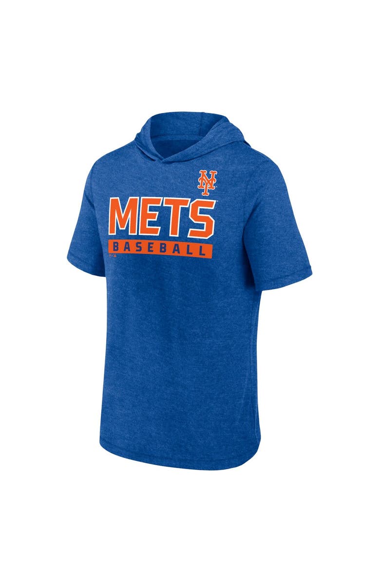 FANATICS Men's Fanatics Heather Royal New York Mets Push Short Sleeve Pullover Hoodie, Alternate, color,