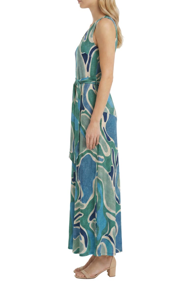 Asymmetric Maxi Dress, Alternate, color, ANTIQUE GREEN/ AEGEAN BLUE