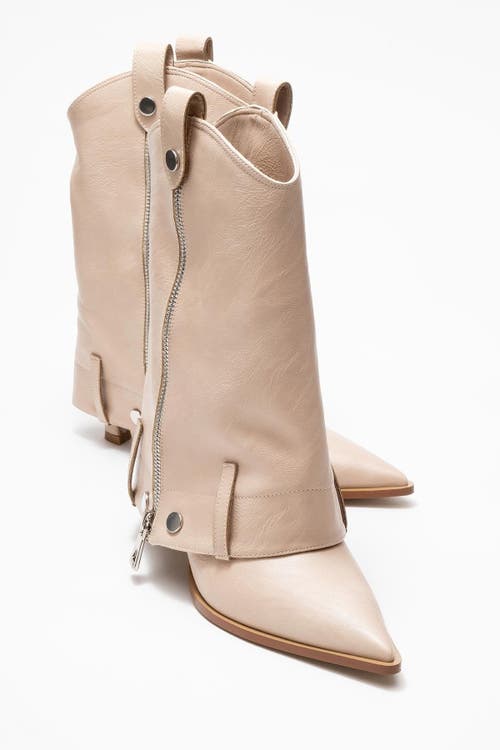 Prologue Shoes Lola Zip Pointed Toe Heel Boot In Neutral