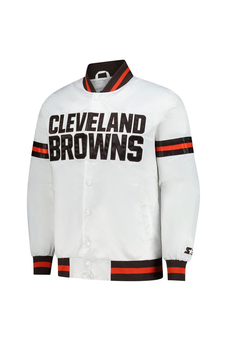 Men's Starter  White Cleveland Browns Scout Full-Snap Varsity Jacket, Alternate, color, White