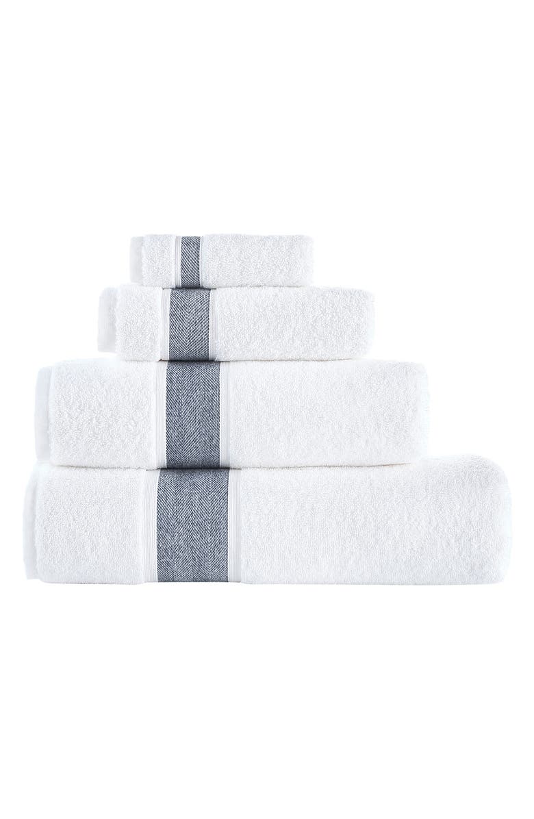 Brooks Brothers Ottoman Rolls 6-Piece Towel Set, Main, color, White/ Navy