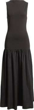 Topshop Drop Waist Mixed Media Maxi Dress