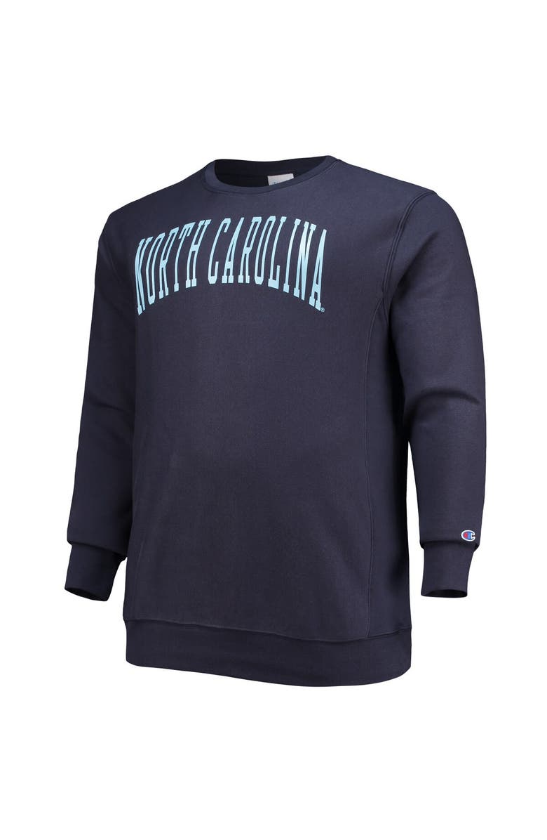 Champion Men's Champion Navy North Carolina Tar Heels Big & Tall Reverse Weave Fleece Crewneck Pullover Sweatshirt, Alternate, color, Navy