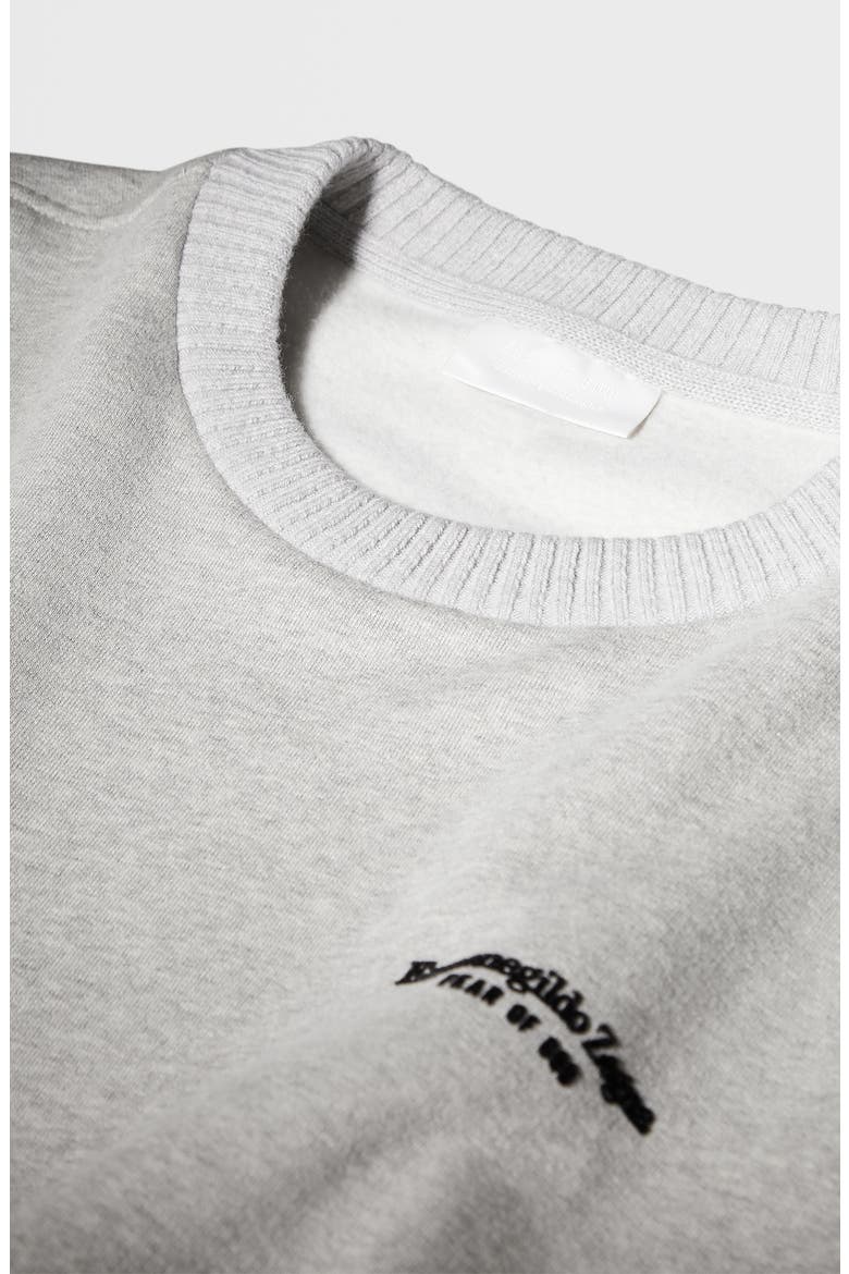 Fear of God x Zegna Flocked Logo Oversize Sweatshirt, Alternate, color, GREY MELANGE