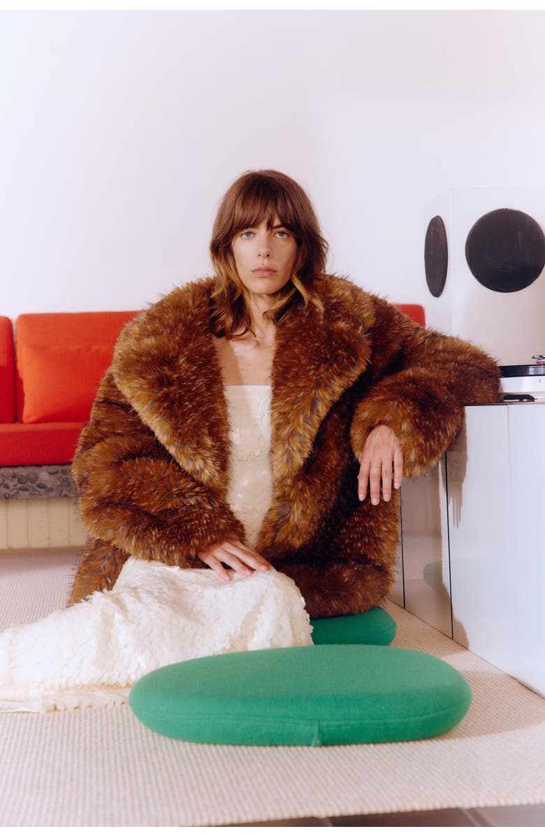 SIMONMILLER Knox Faux Fur Coat, Alternate, color, Tawny