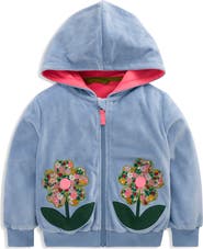 Mini Boden Kids' Velour Full Zip Hoodie
