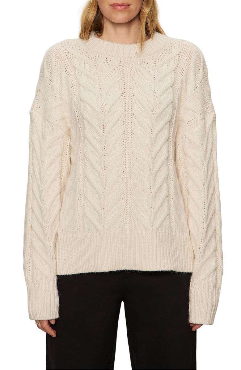 Sanctuary Snow Bunny Statement Cable Stitch Sweater, Main, color, Chalk White