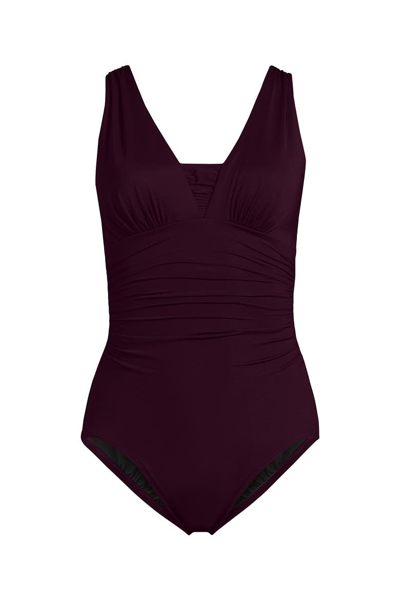 SlenderSuit Grecian Low Leg One Piece Swimsuit, Alternate, color, Dark Wine