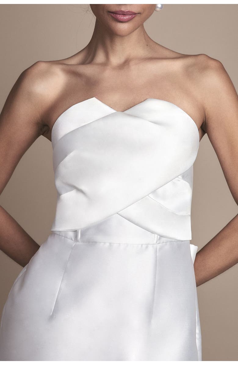 Coast Twill Bow Back Wedding Dress, Alternate, color, Ivory