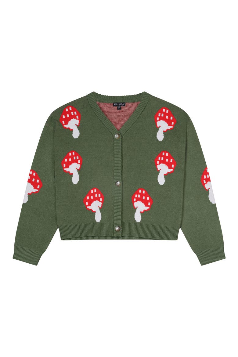 Kids' Strawberry Cardigan, Main, color, OLIVE