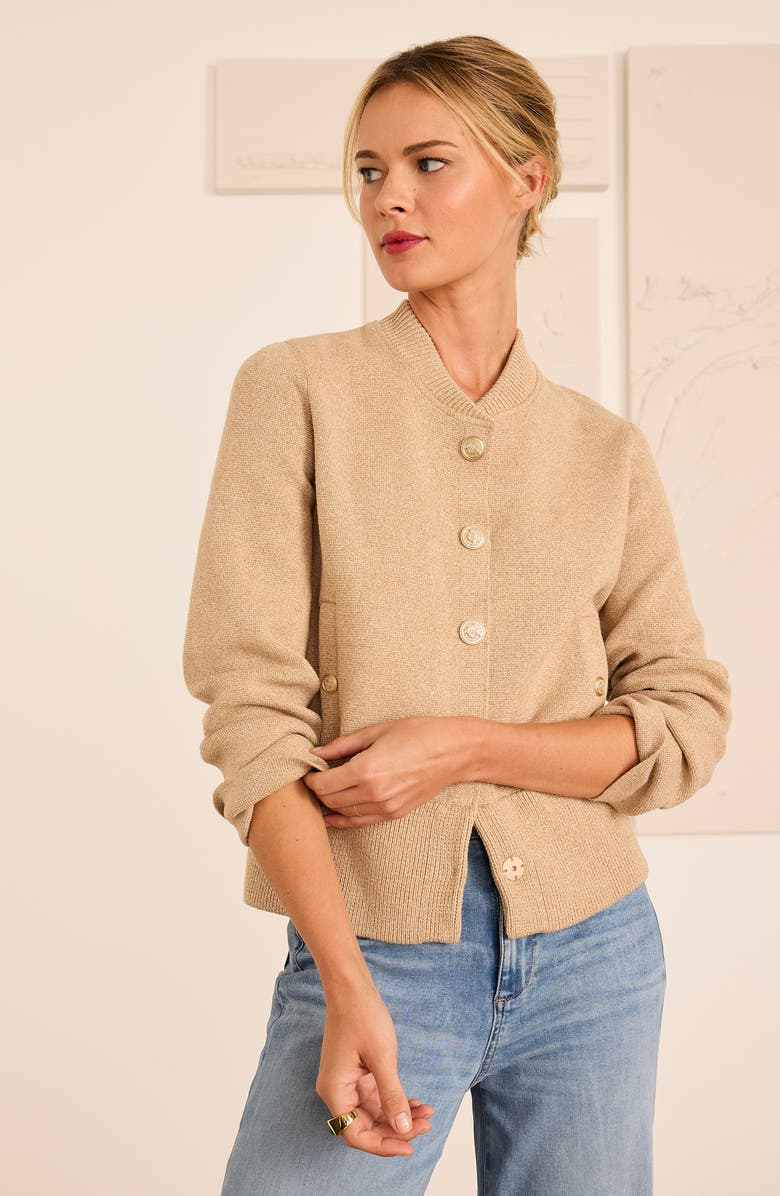 NIC+ZOE Knit Bomber Jacket, Alternate, color, Jute