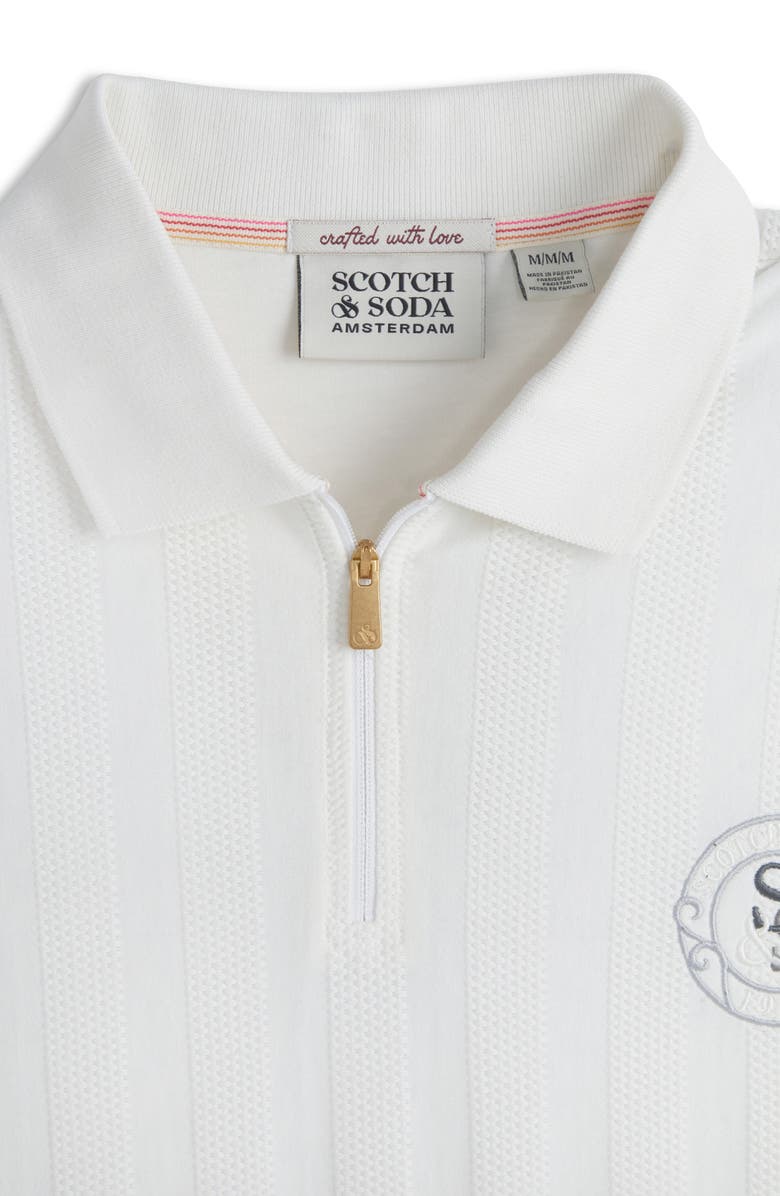 Scotch & Soda Popcorn Piqué Zip Polo, Alternate, color, Star White