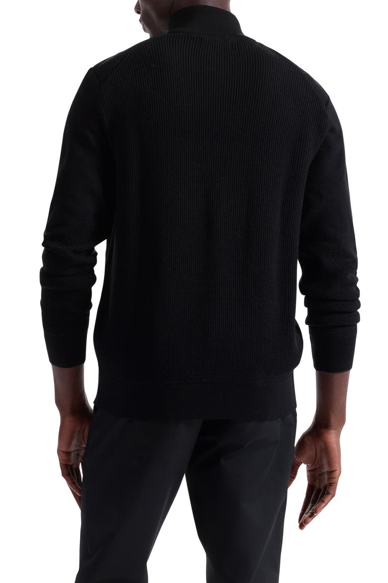 Merino Wool Quarter Zip Polo Sweater, Alternate, color, BLACK