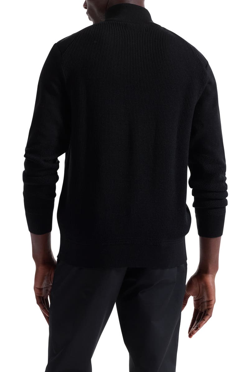 Bugatchi Merino Wool Quarter Zip Polo Sweater, Alternate, color, Black