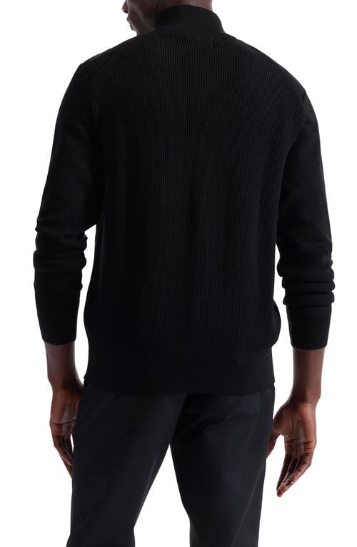 Bugatchi Merino Wool Quarter Zip Polo Sweater In Black