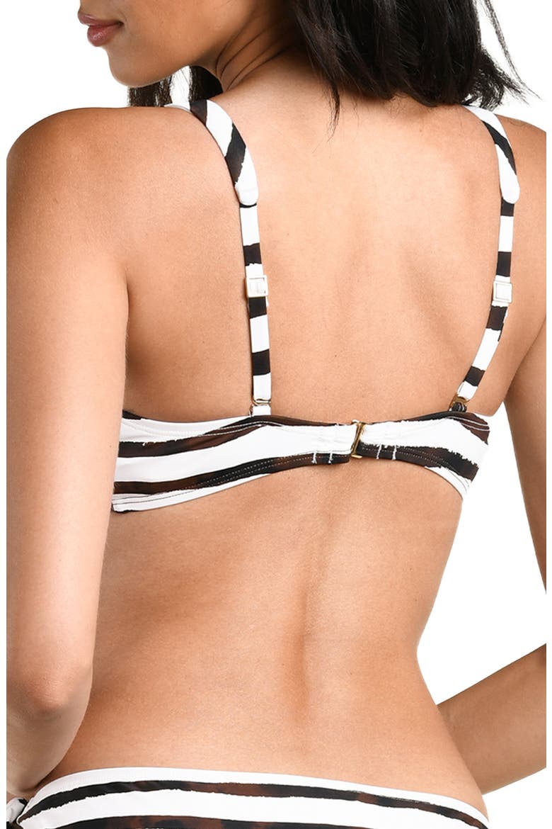 Driftwood Stripe Tie Front Convertible Bikini Top, Alternate, color, ESPRESSO