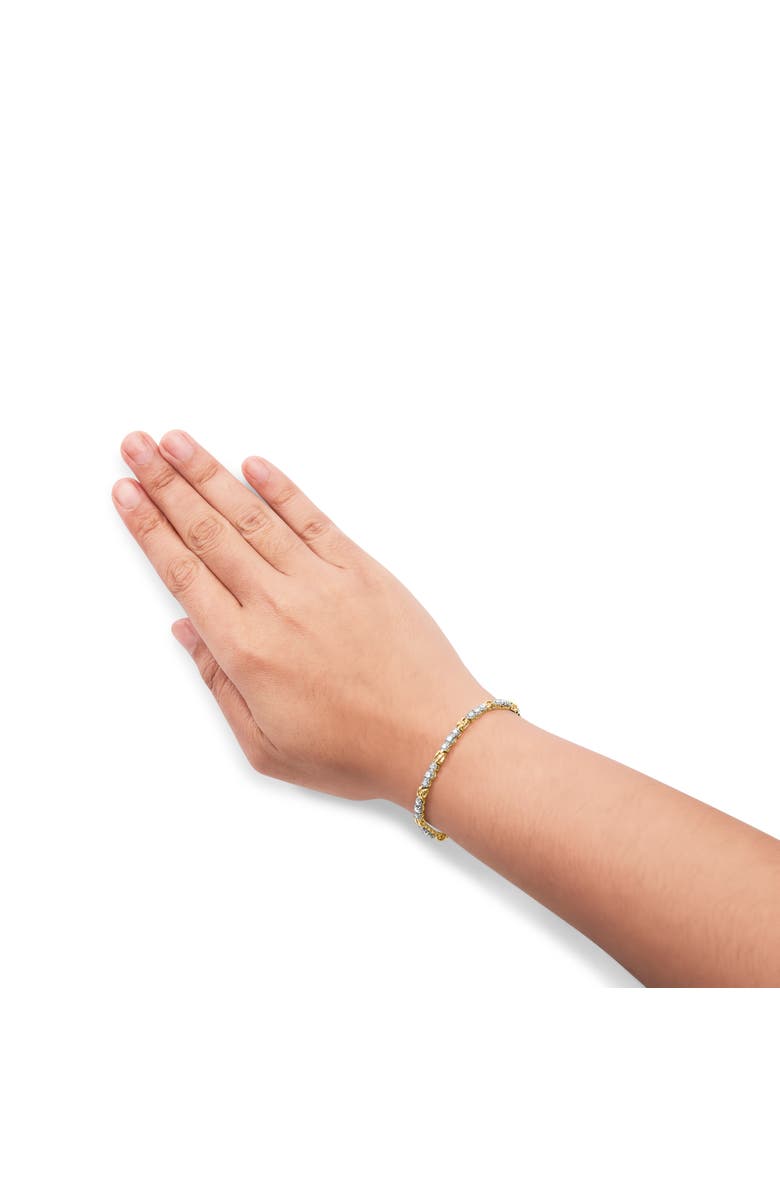 Haus of Brilliance 10k Yellow Gold 1.00 Cttw Diamond 3 Stone Link Bracelet Inches, Alternate, color, Yellow