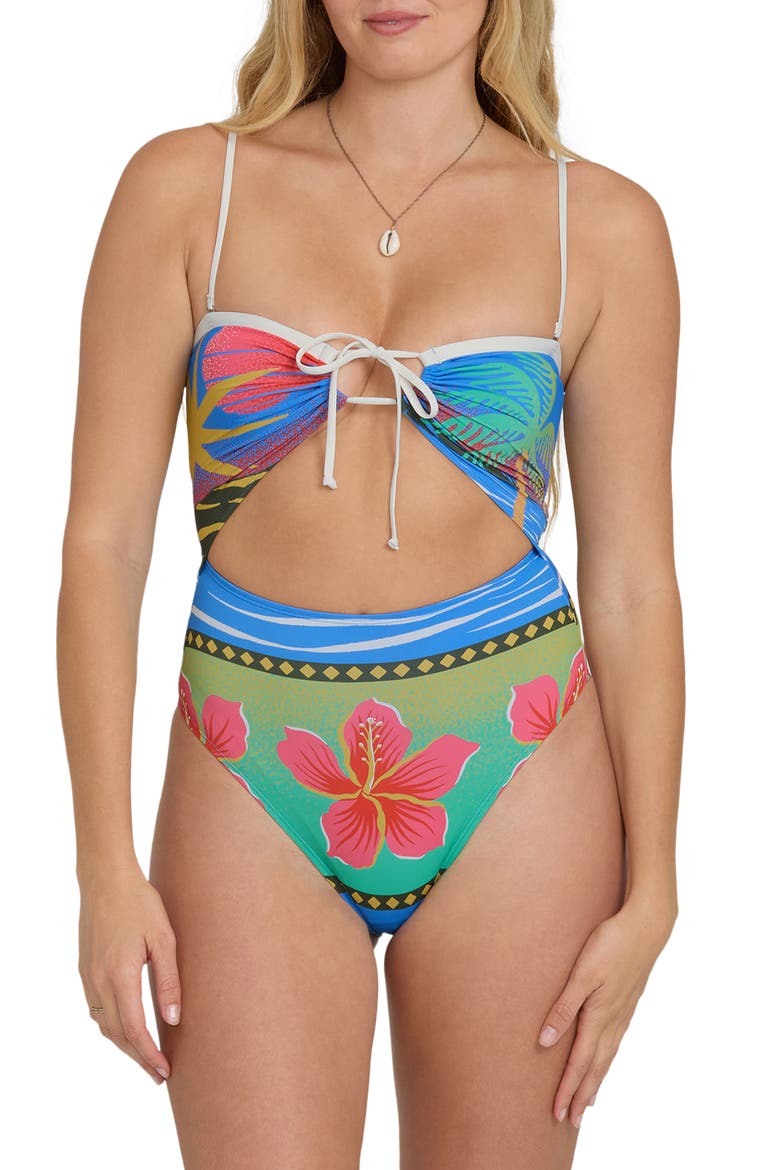 Midnight Tropics Andrew Cutout High-Leg One-Piece Swimsuit, Main, color, TRUE BLUE
