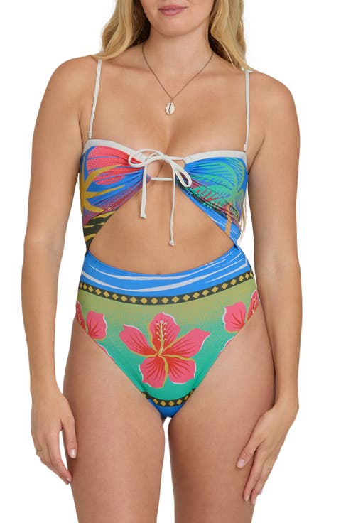 Midnight Tropics Andrew Cutout High-Leg One-Piece Swimsuit