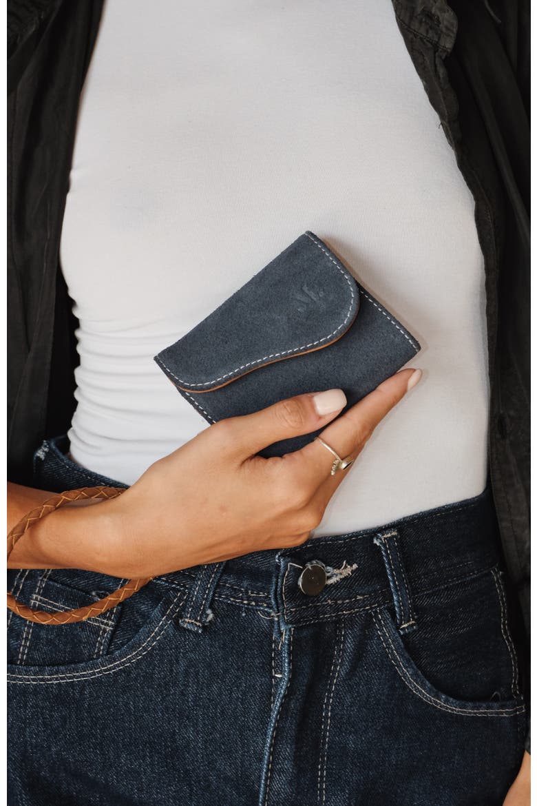 Leather Trifold Wallet, Alternate, color, Blue
