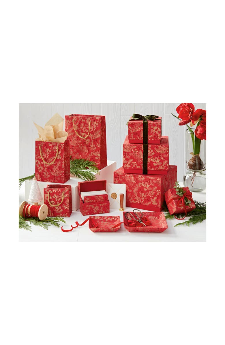 tag Sprig Catch All Tray Red Multi Paper Serving Tray Holiday Decor, Alternate, color, Red