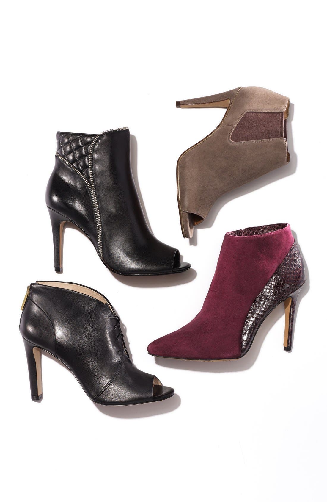 'Claudia' Zipper Trim Leather Bootie, Alternate, color, BLACK