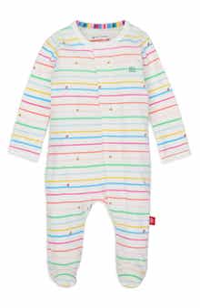 Rainbow Road Stripe Organic Cotton Footie
