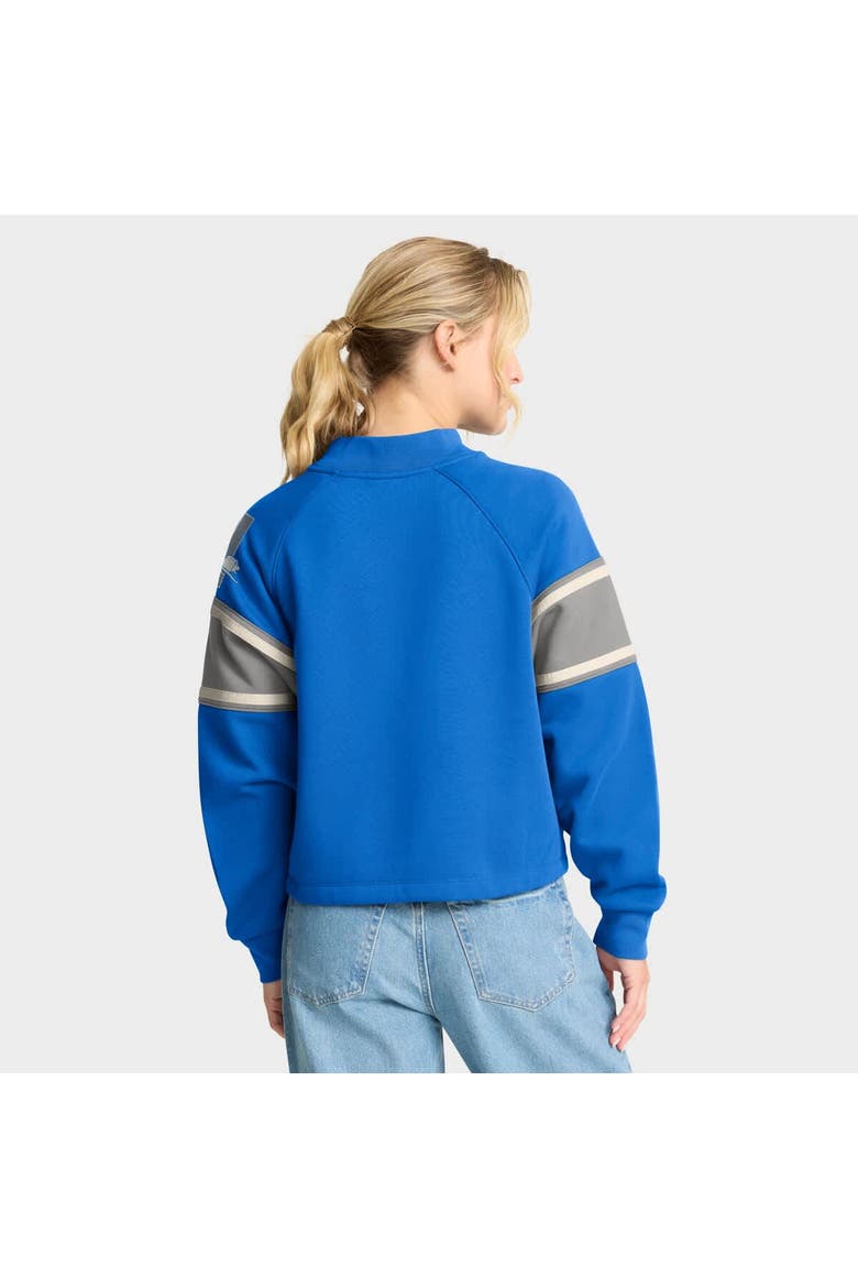 Women's Fanatics Blue Detroit Lions Oversized Hometown Toss Sweep Mock Neck Pullover, Alternate, color, Blue