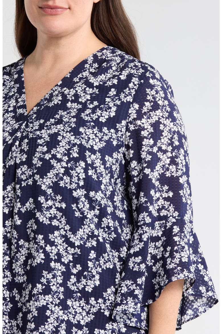 Floral Print Bell Sleeve Top, Alternate, color, PACIFIC NAVY/NAT WHT