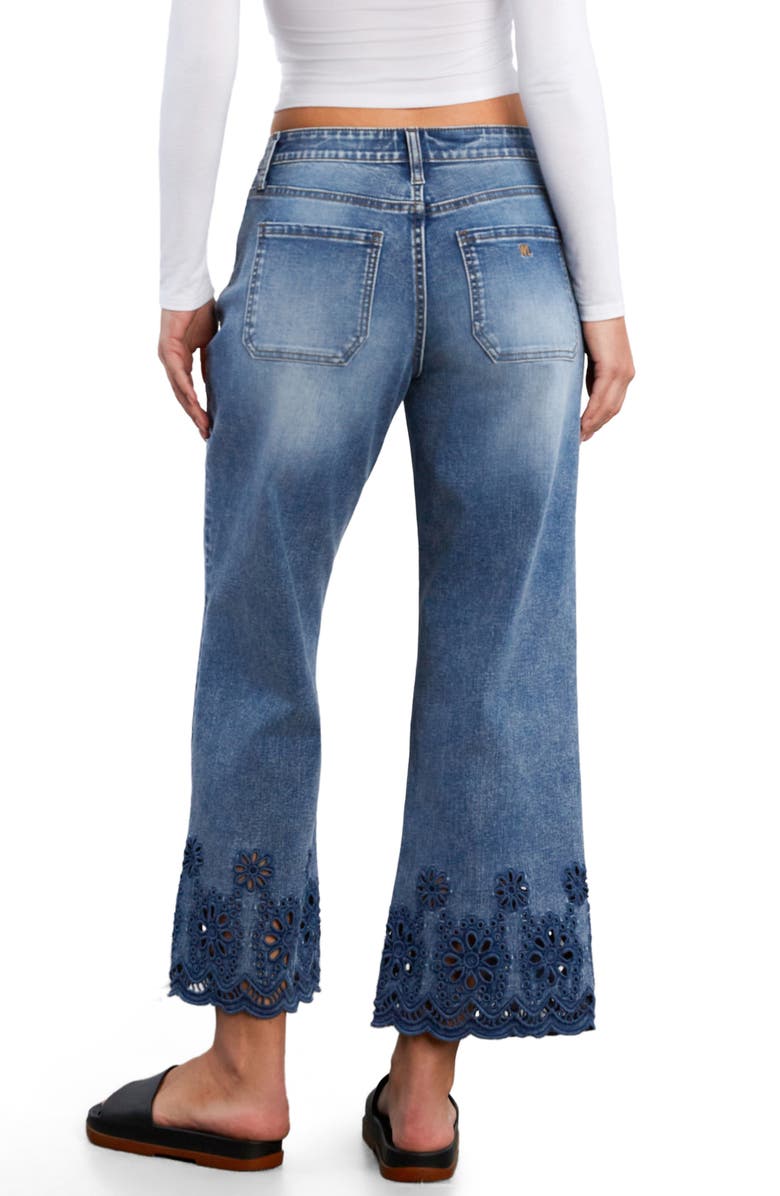 Wash Lab Denim Eyelet Ankle Wide Leg Jeans, Alternate, color, Relaxed Blue