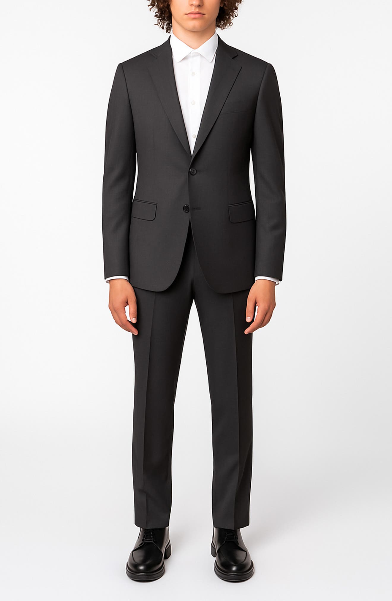 ZANETTI Charcoal Trim Fit Mélange Suit