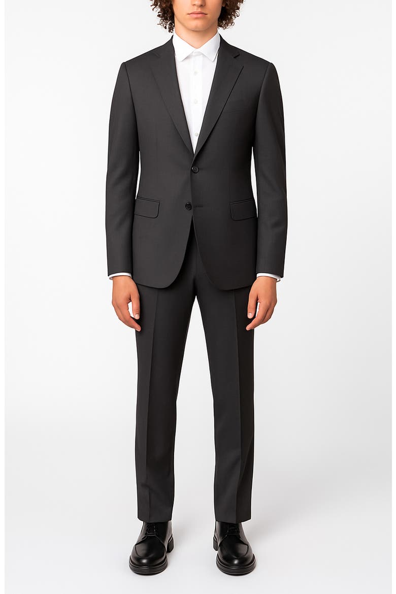 Charcoal Trim Fit Mélange Suit, Main, color, CHARCOAL
