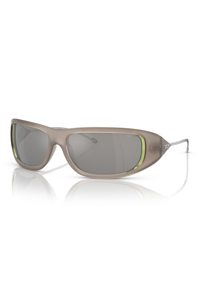 61mm Oval Sunglasses, Alternate, color, SHINY OPAL GREY/ MIRROR GREY
