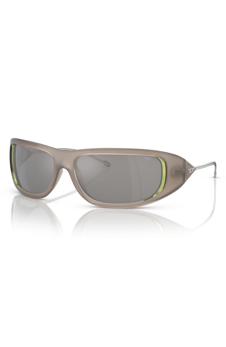 DIESEL<sup>®</sup> 61mm Oval Sunglasses, Alternate, color, Shiny Opal Grey/ Mirror Grey
